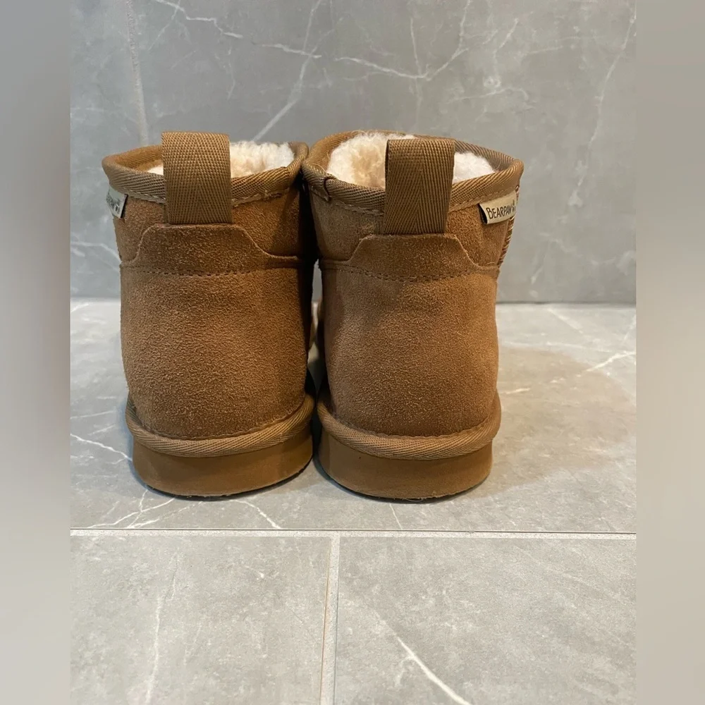 BearPaw Kiara Chestnut Suede Short Shearling Boots